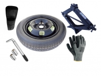 Sats - reservhjul VW e-UP! R16 4x100x57,1 + hjulmutternyckel + domkraft + skydd för domkraft