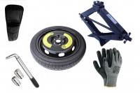 Sats - reservhjul RENAULT CLIO III RS R17 5x108x60,1 + hjulmutternyckel + domkraft + skydd för domkraft