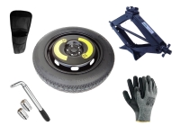 Sats - reservhjul VW TIGUAN R18 5x112x57,1 + hjulmutternyckel + domkraft + skydd för domkraft